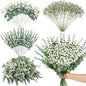 Serwalin 50 Pcs Mixed Artificial Eucalyptus Stems,Babys Breath Artificial Flowers Bulk with Faux Eucalyptus Leaves Greenery Stems for Wedding DIY Bouquets Floral Arrangement Home Decor