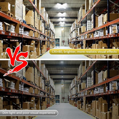 LED Garage Lights 4 Pack, 80W LED Shop Light with 4+1 Multi-Position Panels Deformable E26/E27 Ceiling Light, 6500k 8000LM Ceiling Led Daylight for Shop, Basement, Workshop, Attic, Barn