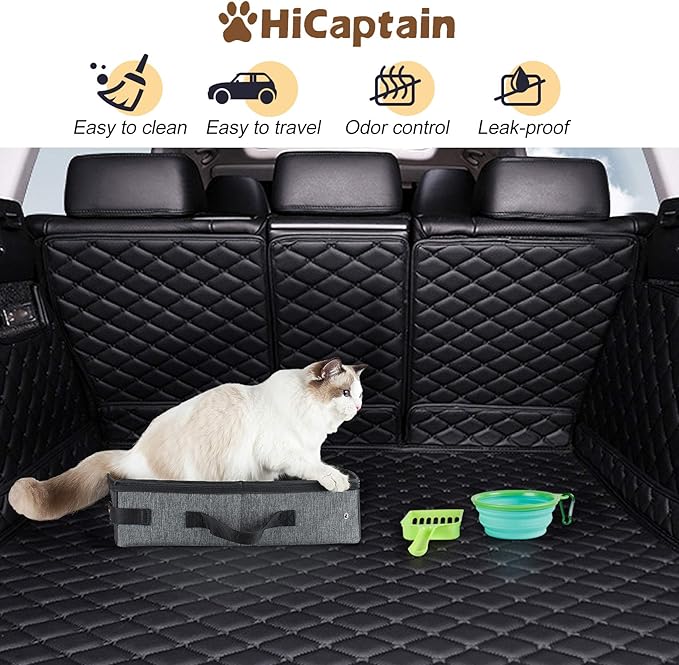 HiCaptain Portable Litter Box for Cats, Cat Travel Litter Box with Lid and Handle Standard Portable Collapsible Litter Carrier for Cat (M,Black/Gray)-Mewly Pet