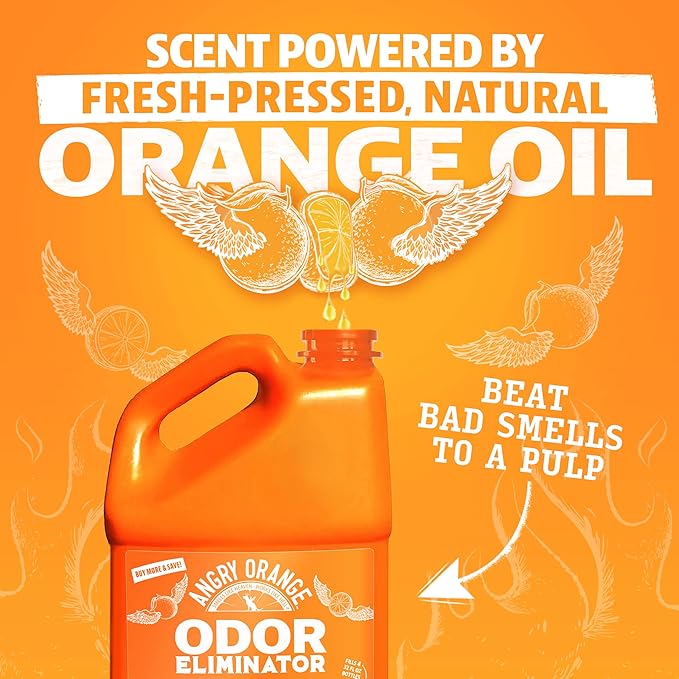 Angry Orange Pet Odor Eliminator for Dog and Cat Urine, Carpet Stains, and Strong Smells – Citrus Cleaner with Natural Orange Oil – 1 Gallon-Mewly Pet