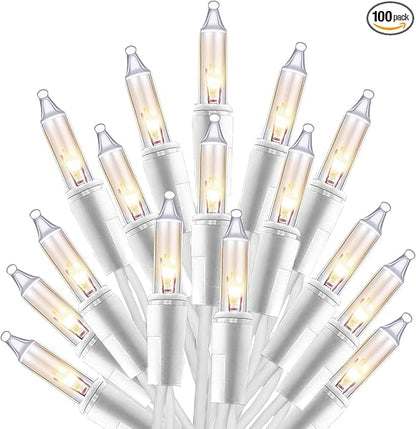 Holiday Essence Clear Warm White Christmas String Lights 20 Ft White Wire 100 Christmas Decorative Lights Set Static and Flashing for Indoor Outdoor Use Tree Decor UL Listed