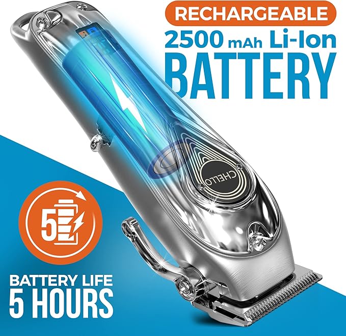 Full Metal Professional Dog Clippers for Grooming, Rechargeable, Low Noise Cordless, Pet Hair Clippers for Large Dogs, Heavy Duty Use with LED Display-Mewly Pet