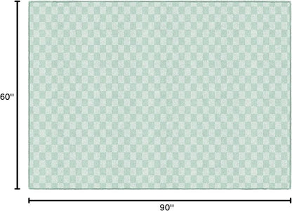 Flagship Carpets Schoolgirl Style Mint Checkerboard Educational Area Rug for Kids Room Seating Décor, Children's Classroom, Play Carpet for Teaching and Playroom, 5' x 7'6", Green