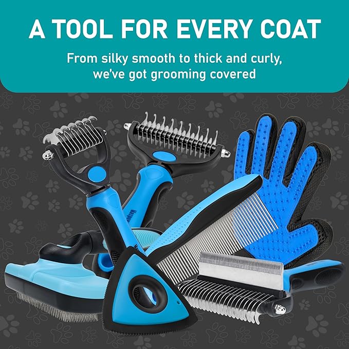 Maxpower Planet Pet Grooming Brush - Double Sided Shedding and Dematting Undercoat Rake Comb for Dogs and Cats,Extra Wide (C2 - Brush & Comb, Large)-Mewly Pet