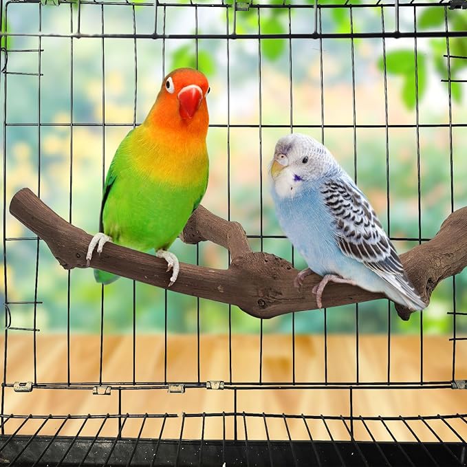 6Pcs Natural Wooden Bird Perch Grape Stick Claw Grinding Fork Bird Perching Branch Claw Grinding Stick Parrot Standing Platform Parrot Cage Chewing Accessories for Parrots Lovebirds Parakeets-Mewly Pet