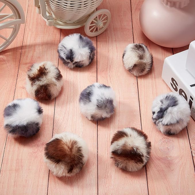 Skylety 8 Pieces Cat Pom Poms Ball with Catnip Soft Cat Balls Toy Large Plush Fuzzy Artificial Balls Faux Fur Patch Puff 2 Inches for Kitten Pet Interactive Chasing Playing Exercising Indoor-Mewly Pet