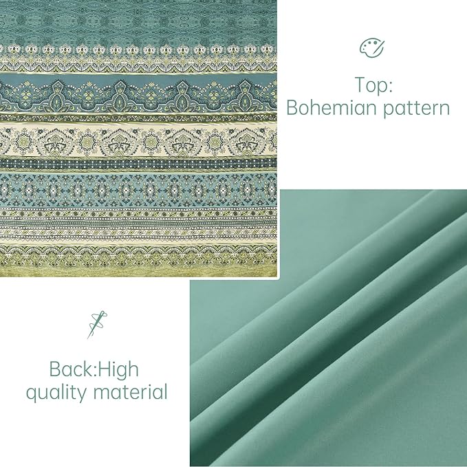 Cottolester Boho King Comforter Set 8 Pieces,Green Bohemian Comforter Paisley Striped Bed in A Bag,Soft Microfiber Bedding Set for All Season