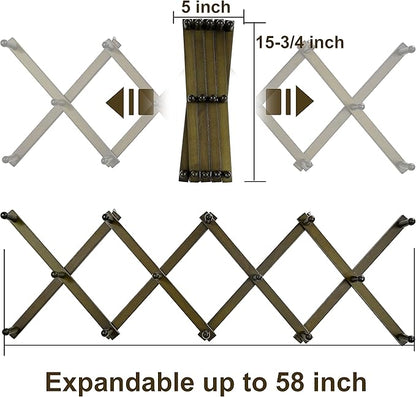 WEBI Accordion Wall Hanger,Expandable Wooden Hat Rack for Wall Mounted Coat Rack,Accordion Hat Hooks Holder for Baseball Caps,14 Peg,Dark Walnut