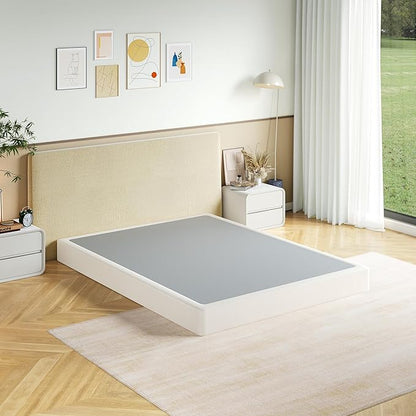 Queen Size Box Spring, 7 Inch Low Profile Metal Frame Mattress Foundation, Heavy Duty Boxspring with Cover, Easy Assembly, Noise Free, Non-Slip