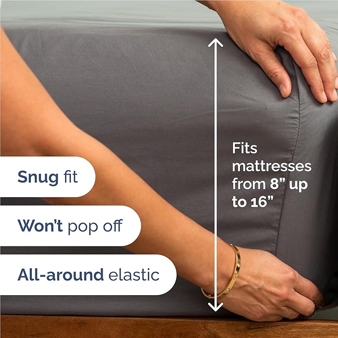 Twin XL 4 Piece Sheet Set - Comfy Breathable & Cooling - Ultra-Soft Hotel Luxury Bedding Set w/ 8-16 Inch Deep Pockets - 1 Flat & 1 Fitted Sheet & 2 Pillowcases - Wrinkle Free & Easy Care - Dark Grey