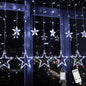 Blingstar Star Curtain Lights - 138 LED 12 Star Lights, 8.2ft Extendable, 8 Modes, Remote, Cool White