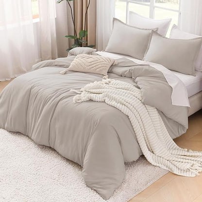 Litanika Linen Super King Plus Comforter Set, 3 Pieces Linen Lightweight Solid Super King Plus Bedding Comforter Set, All Season Fluffy Bed Set (1 Comforter & 2 Pillowcases)