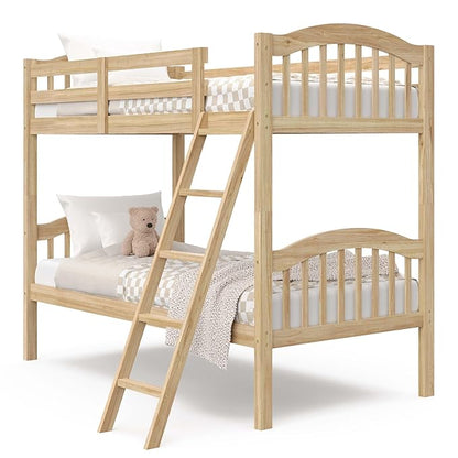 Storkcraft Long Horn Twin-Over-Twin Bunk Bed (Natural) - GREENGUARD Gold Certified, Converts to 2 Individual Twin beds