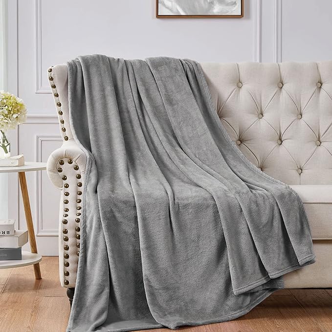 Walensee Big King Szie Fleece Blanket, Oversized Plush Throw, Giant Large Fuzzy Lightweight (King Size 108x90 Grey) Super Huge Soft Microfiber Blankets for Couch, Bed, Sofa, and Cozy for All Seasons