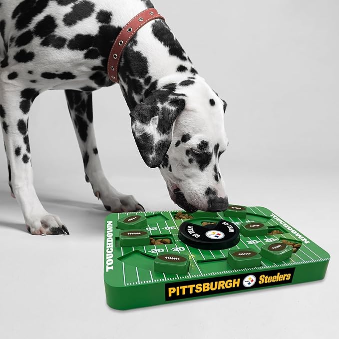 Pets First NFL Pittsburgh Steelers Large Puzzle Toy, New Size, Interactive Dog Treat & Slow Feeding Toy-Mewly Pet