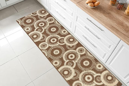 Custom Length Cut to Size Modern Farmhouse Carpet Runner Rug for Hallways, Non Slip Rubber Backed, 31 inch Wide X Customized Length, Geo Brown, 31 inch X 5 feet