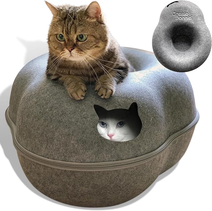 Premium Cat Bed caveTunnel Hiding Places for Indoor Cats(Large) Houses & Condos. Washable100% Nontoxic Eco-Friendly. Spaciousfor 2 Cats-Mewly Pet