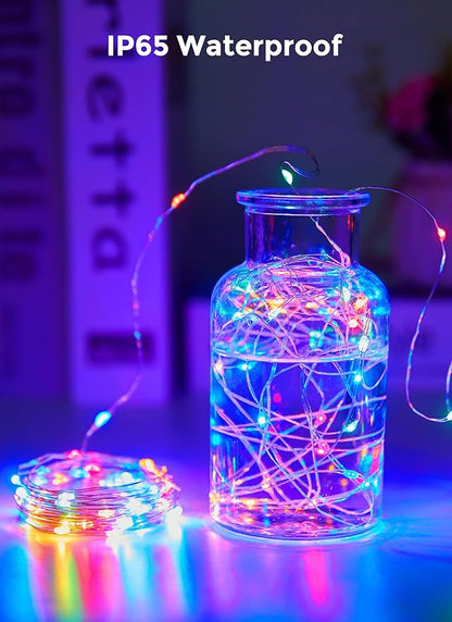 Minetom Solar String Lights for Outside, 33Ft 100 LED Outdoor Solar Fairy Lights, 8 Modes Balcony Lights for Tree Patio Christmas Party Wedding Decor (Multicolor)