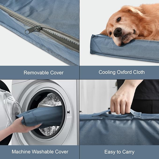 Dog Beds for Large Dogs, Orthopedic Dog Bed for Extra Large Dogs, Big Waterproof Pet Bed with Washable Removable Oxford Cover, Blue-Mewly Pet