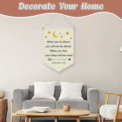 Christian Wall Banner Kids Religious Bible Verse Hanging Pennant Flag Banner motivational Inspirational Christian Wall Decor for Kids Room Nursery Playroom Baby Room Christmas Birthday Gifts