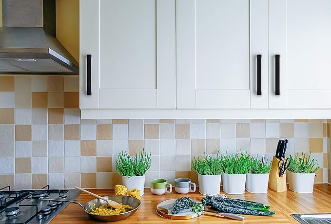 Ravinte 50 Pack 3-3/4 Inch Square Cabinet Handles Matte Black Pulls Drawer Hardware Kitchen Handles