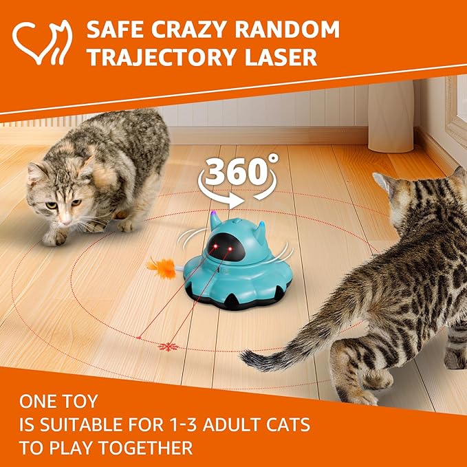 MIKK Cat Laser Toy Cat Feather Toys 2-in-1 Interactive for Indoor Cats Automatic with Remote Control Moving Ambush USB-C Rechargeable Electronic Kitten Toy for Indoor Exercise (Blue)-Mewly Pet