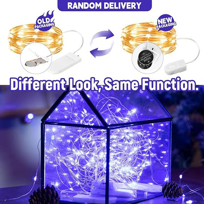 6 Pack LED Fairy Lights 7ft Battery Powered Waterproof Silver Wire 20 Led Mini String Mason Jar Lights for DIY Wedding Party Bedroom Patio Easter Christmas (Blue)