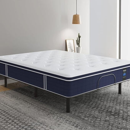 Coolvie Queen Mattress Firm, Strong Coils Hybrid Mattresses for Extra Lumbar & Hip Support, Cooling Knit Fabric Cover- CertiPUR-US® Certified Foam/ 80x60x12, 12 Inch Mattress Queen Size in a Box