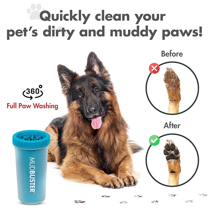 Dexas MudBuster Portable Dog Paw Cleaner, Large, Blue (PW720312)-Mewly Pet