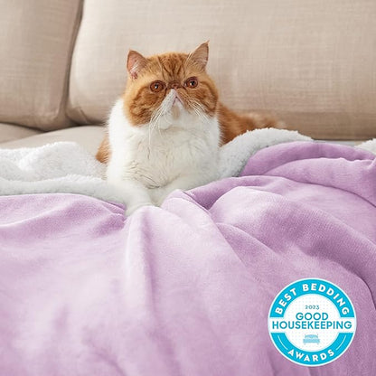 Bedsure GentleSoft Sherpa Fleece Throw Blanket Twin Size for Couch - Thick and Warm Throw for Girls and Women, Soft Fuzzy Plush Twin Blanket for Winter, Lilac, 60x80 Inches
