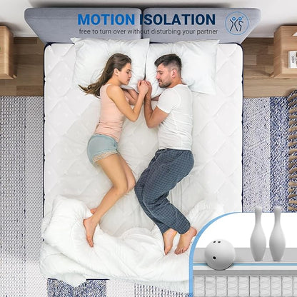 Avenco Queen Mattress in a Box, 12 Inch Hybrid Size Mattresses with Comfort Foam and Pocket Coils, Colchones Queen for Pressure Relief & Motion Isolation