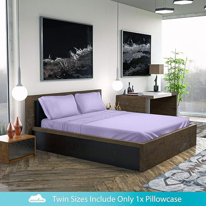 DREAMCARE Full Size Sheets Set - 6 Pcs Deep Pocket Cooling Bed Sheets - Soft, Long Lasting 100% Brushed Microfiber with Side Pocket (Lavender, Full)