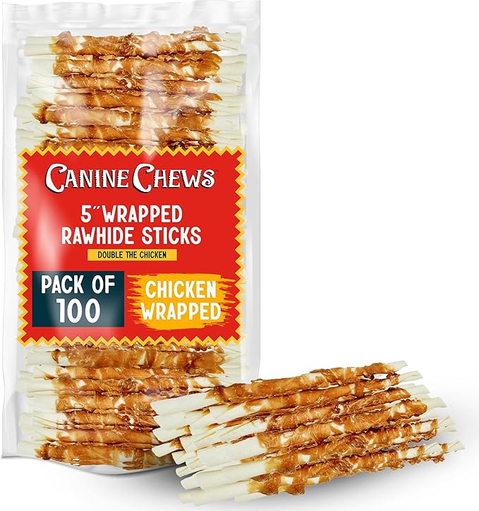 Canine Chews 5" Double Wrapped Chicken Dog Treats - 100 (Pack)-Mewly Pet