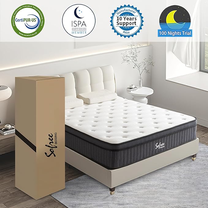 Full Size Mattress, 10 Inch Memory Foam Hybrid Mattress Full, Pocket Spring Mattresses in a Box for Motion Isolation, Strong Edge Support, Pressure Relief, CertiPUR-US