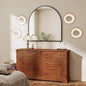 VooBang Wide Arched Wall Mirror, 38 x 40 inch Arch Bathroom Mirror, Wall Mounted Vanity Mirror with Arch Metal Frame, Modern Bathroom Vanity Mirror for Bedroom, Living Room, Hanging or Leaning, Black