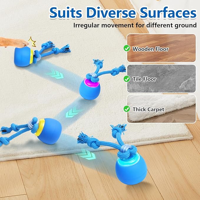 Interactive Dog Toys, Moving Dog Ball with Touch Activated, Active Rolling Ball for Puppy and Medium Dogs, Squeaky, USB Rechargeable-Mewly Pet