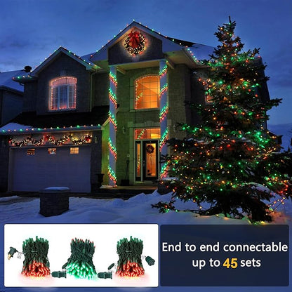 Brizled Red & Green Christmas Lights, 33ft 100 LED 5MM Christmas String Lights, Wide Angle Mini Xmas Lights Connectable, UL Listed Tree Light for Indoor Outdoor Xmas Room Party Decor, Green Wire