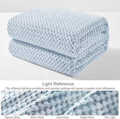 Exclusivo Mezcla Fleece Bed Blanket King Size, Super Soft and Warm Blankets for Couch, Sofa and Bed Waffle Textured, Cozy, Fuzzy and Lightweight (Mixed Slate Blue, 90x104 Inches)