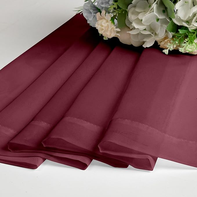Aiyufeng Sheer Voile Window Treatment Rod Pocket Curtain Panels for Kitchen Bedroom Living Room Drapes Sunlight Filtering Privacy Semi Home Decor Assorted Colors Sizes (Burgundy, 40 W x 72 L)