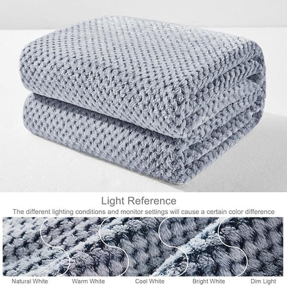 Exclusivo Mezcla Fleece Throw Blanket Extra Large, Super Soft and Warm Blankets for Couch, Sofa and Bed Waffle Textured, Cozy, Fuzzy and Lightweight (Mixed Navy Blue, 50x70 Inches)
