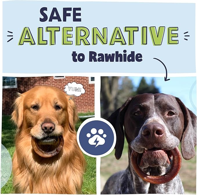 Pawstruck All-Natural 4" Bully Stick Rings for Dogs - Rawhide-Free, 100% Beef, Single Ingredient Dental Chew Bones - Fully Digestible, Low Odor - 10 Count - Packaging May Vary-Mewly Pet