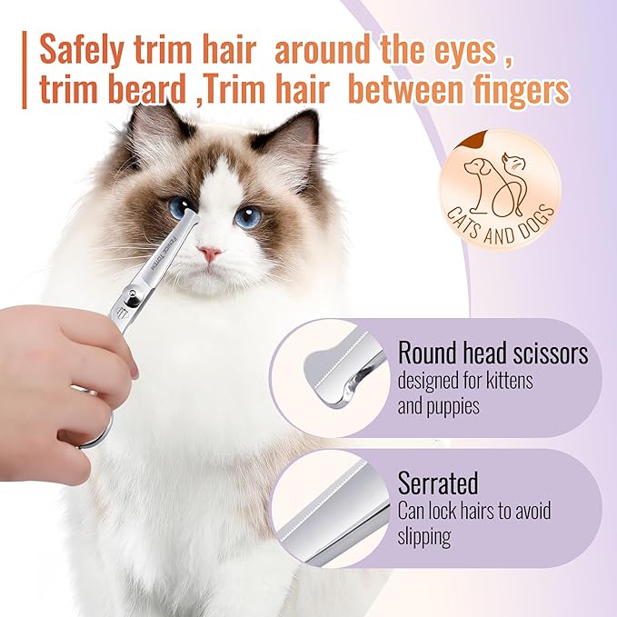 Dog Grooming Scissors: 4.75" Pet Straight Shears Made Of Advanced Stainless Steel Alloy for Trimming Dogs Cats and Other Pets Face and Paws-Mewly Pet