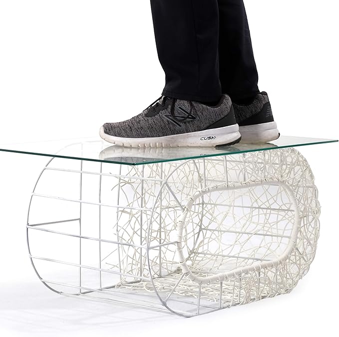 D+GARDEN Fun Stackable White Cat Condo for Indoor Cats - Interactive Play Rattan Modern Cat House for Indoor Cats Kitty, Pet Friendly Top/Side House Entry, Cat Bed Enclosed-Mewly Pet