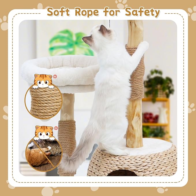 Wooden Cat Tree, Modern Cat Tree Tower with Jumping Platforms, Baskets, Cat Condo, 40" Cat Scratching Posts for Indoor Cats Kitten-Mewly Pet