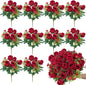 10 Bunches Red Roses Artificial Flowers, Flores Rojas Silk Flower Arrangement for Decoration Outdoor Wedding Party Indoor Home Bedroom Kitchen Office