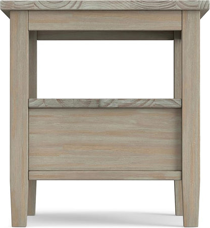SIMPLIHOME Warm Shaker SOLID WOOD 20 inch Wide Rectangle Transitional End Side Table in Distressed Grey for the Living Room and Bedroom