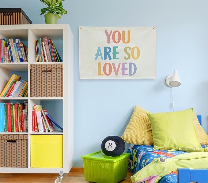 You Are So Loved-Nursery Rectangular Canvas Banner-Boho Flag Wall Sign Decor for Toddler Boy Girl Kids,Baby Room Above Crib Bedroom Playroom Reading Room Decor-Baby Shower Birthday Christmas Gift