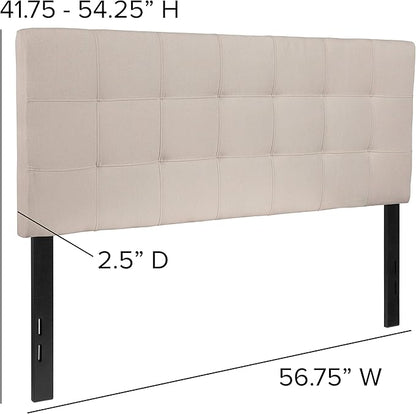 Flash Furniture Bedford Box Stitch Tufted Upholstered Full Size Headboard in Beige Fabric