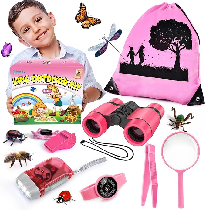 Kids Explorer Kit & Bug Catcher Kit, Camping Gear for Kids, Outdoor Exploration Set with Backpack & Binoculars, Ideal Outdoor Adventure Toys for Boys Girls 3-12-Mewly Pet