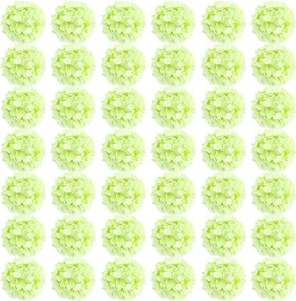 Auihiay 64 PCS Full Hydrangea Flowers, Silk Hydrangea Artificial Flowers Heads with Stems, Artificial Flowers for Wedding, Garden, Baby Shower, Party, Outdoor Indoor Decoration (Light Green)